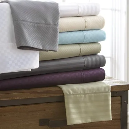 100% Combed Cotton 300 Tc 3cm Sateen Stripe Bedding Set for Hotel & Home