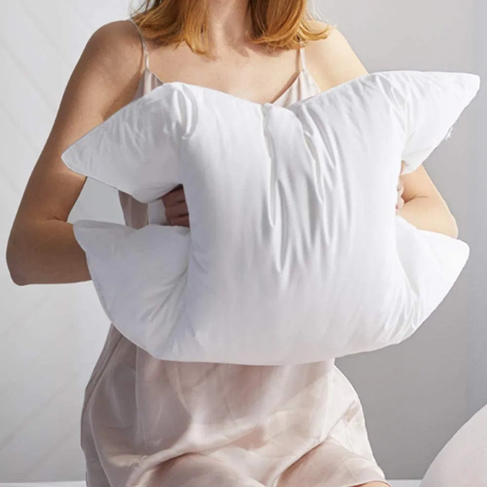 100% Organic Cotton Fabric 3 Cambers White Goose Down Feather Filled King Size Hotel Bedroom Neck Pillow Insert