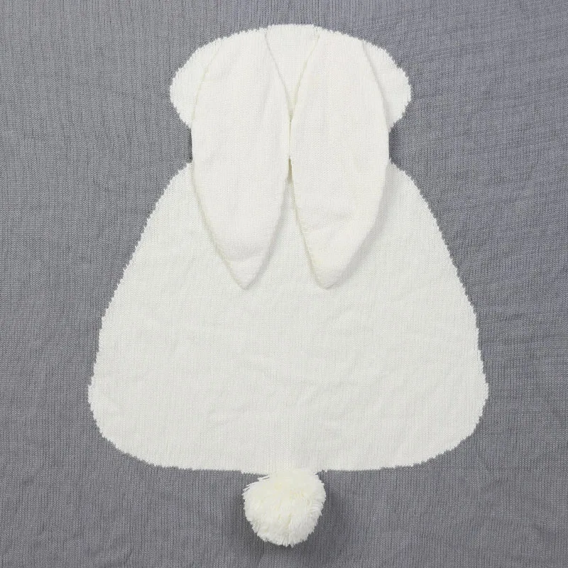 80X100cm Super Soft 100 Cotton 3D  Rabbit Knitted Baby  Blanket 
