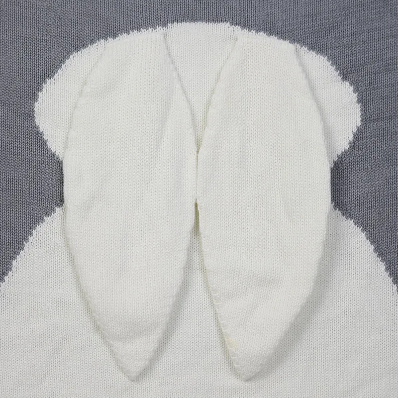 80X100cm Super Soft 100 Cotton 3D  Rabbit Knitted Baby  Blanket 