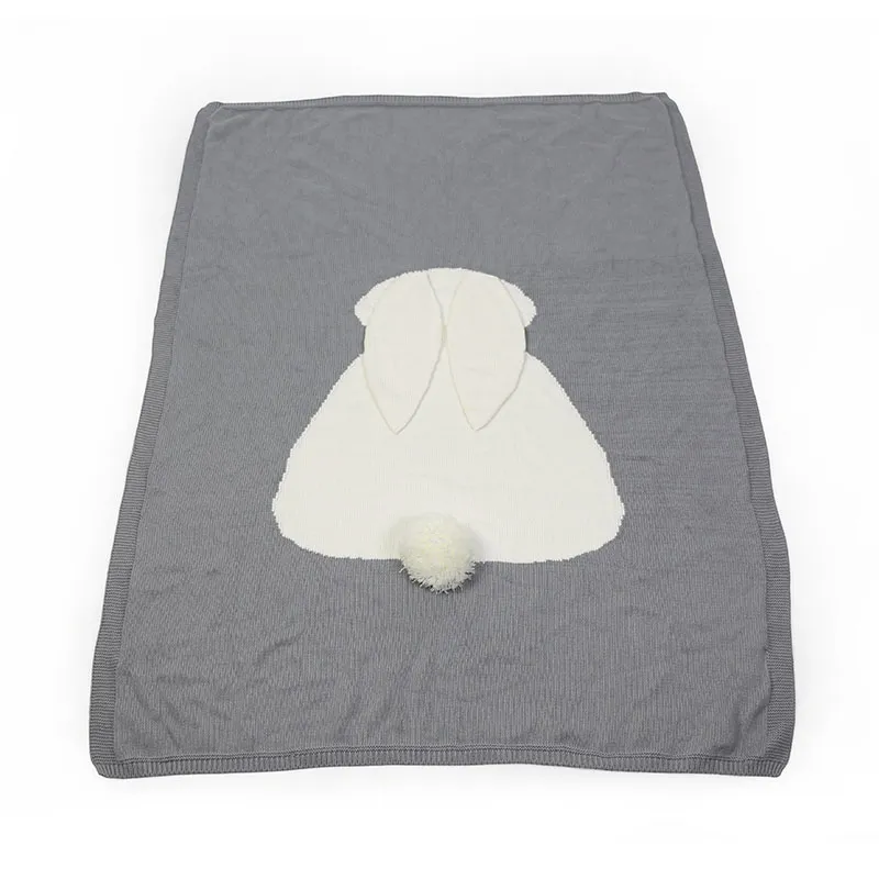 80X100cm Super Soft 100 Cotton 3D  Rabbit Knitted Baby  Blanket 