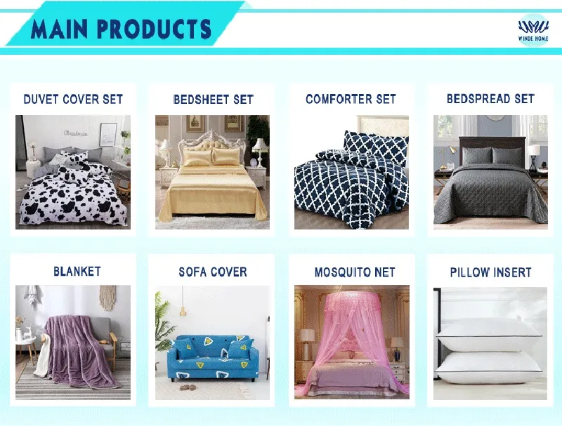 90GSM Wholesale Home Comforter Bedding Set Flower Printed Duvet Cover Set with Hundreds Ready Designs