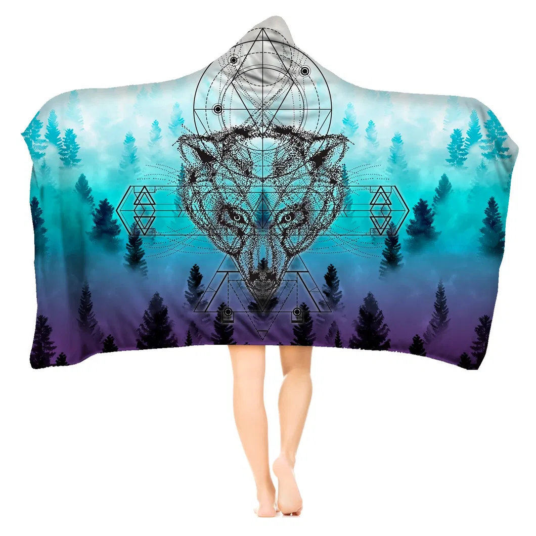 Adult Sweatshirt USA Flag with Berber Fleece Thick Hoodie Blanket