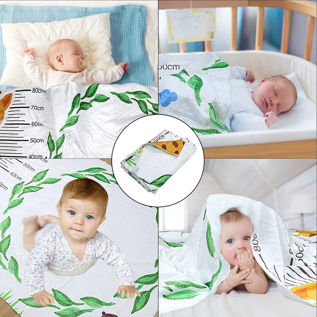 Baby Milestone Blanket with Length Ruler Come with 15 PCS Monthly Milestone Cards Comfortable Soft Fleece Blanket Watch Me Grow Baby Shower Christening Gift