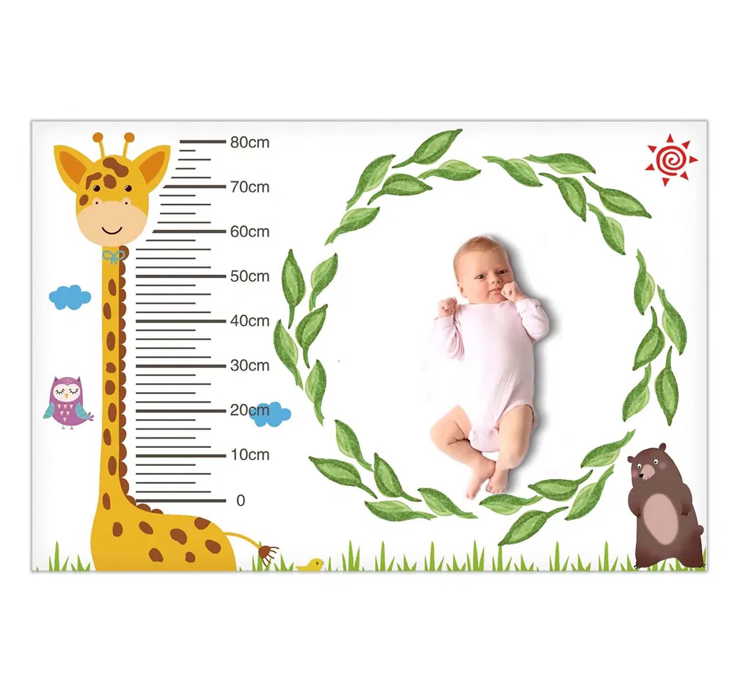 Baby Milestone Blanket with Length Ruler Come with 15 PCS Monthly Milestone Cards Comfortable Soft Fleece Blanket Watch Me Grow Baby Shower Christening Gift
