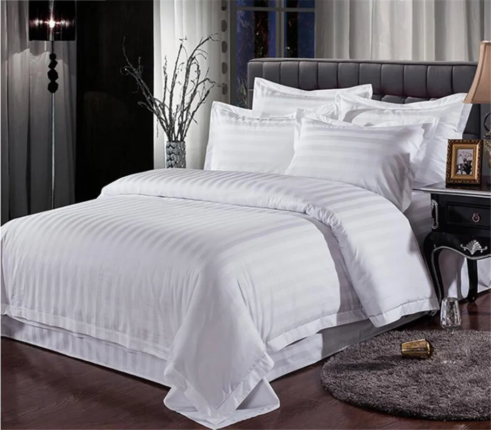 Cheap Price Duvet Cover Set Satin Stripe Wholesale Hotel Bedding