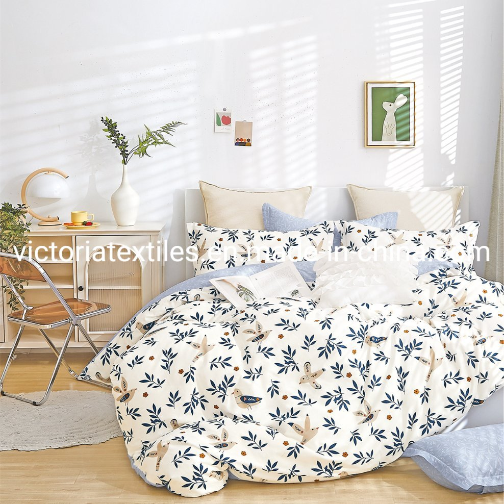 Colorful Floral Printed Home Cotton Bed Fitted Sheet Set, Excellent Super Soft