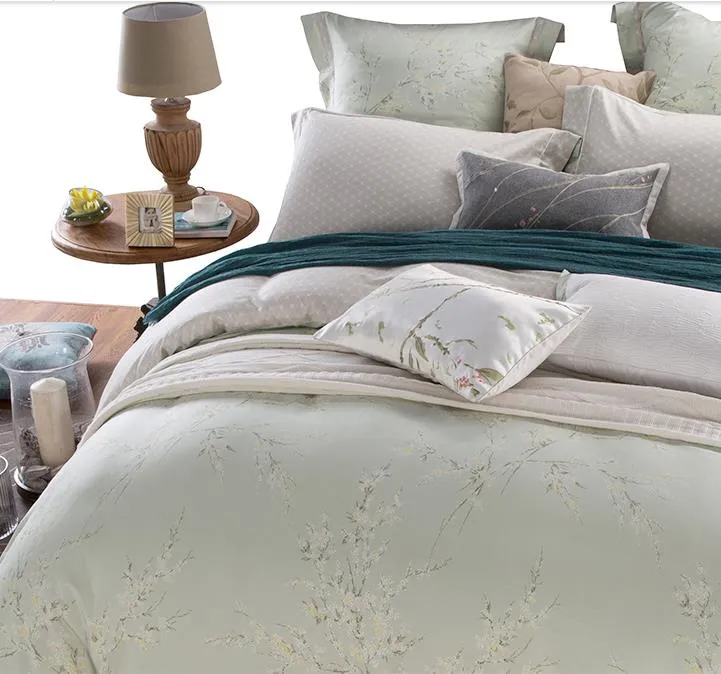 Cotton Material Nature Green Comfortable Winter Bed Sheet Bed Linen for Home