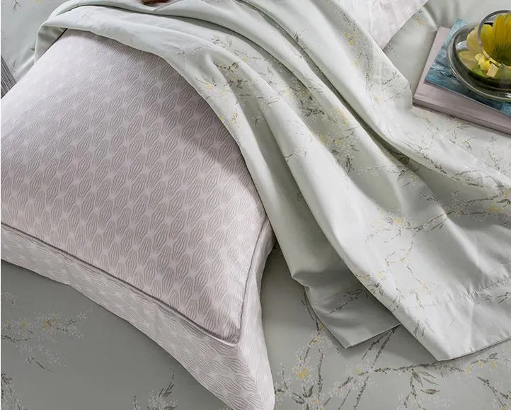 Cotton Material Nature Green Comfortable Winter Bed Sheet Bed Linen for Home