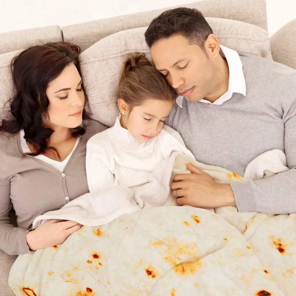 Custom Design Portable Wearable Flannel Fleece Round Burrito Pizza Blanket