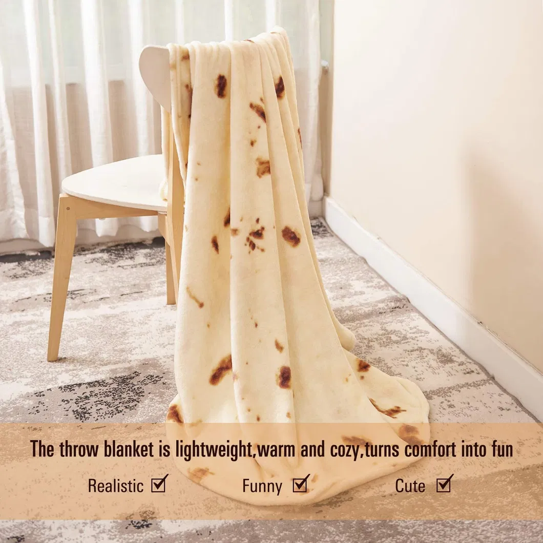 Custom Design Portable Wearable Flannel Fleece Round Burrito Pizza Blanket