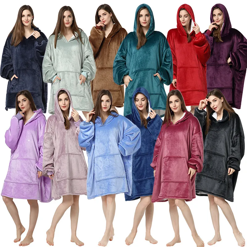 Custom Printed Soft Oversized Wearable Hooded Hoodie Blanket