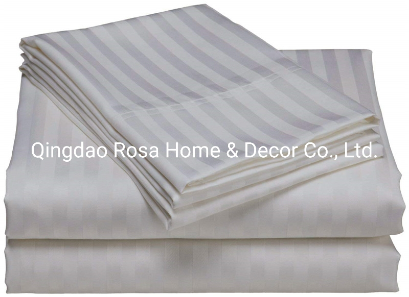 Dobby Woven Satin Stripe Sheet Set Luxury Hotel Bedding Set