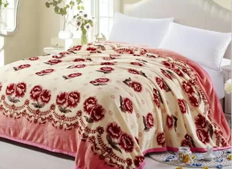 Double Side Coral Flannel Mink Fleece Fabric Blanket