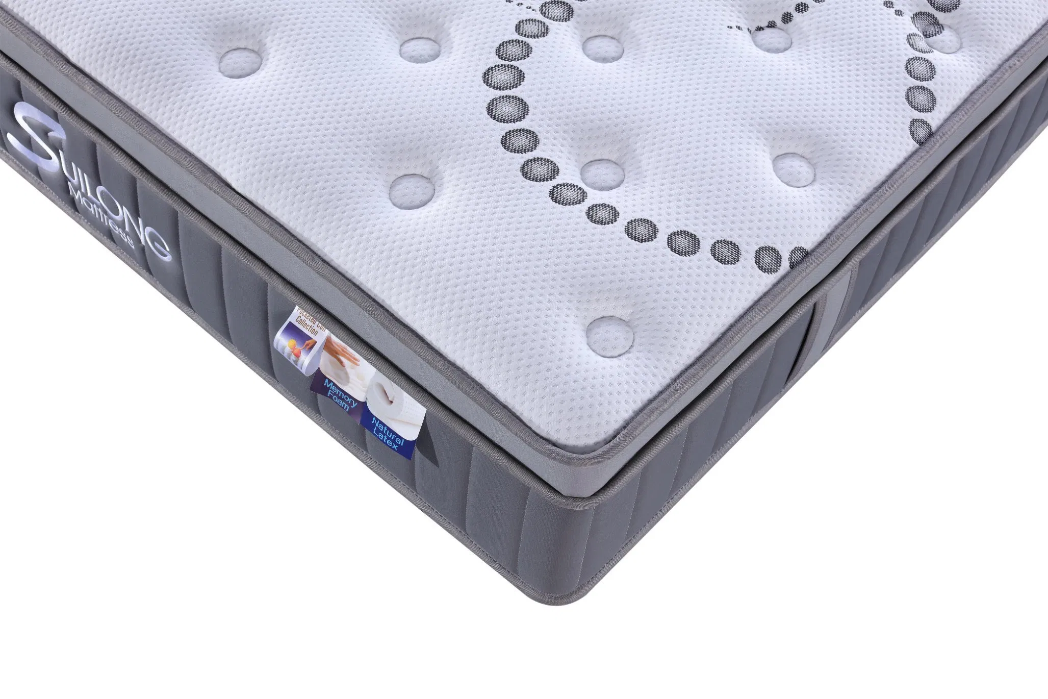 Euro Top Design Latex and Memory Foam Pocket Spring in 3 Zones Rolled Mattress