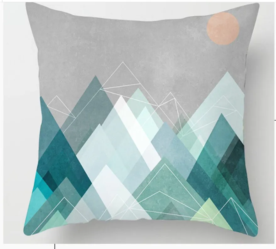 Geometric Pillow Covers Blue Plaid Stripes Print Pillowcase for Home Chair Sofa Decoration Pillowcases