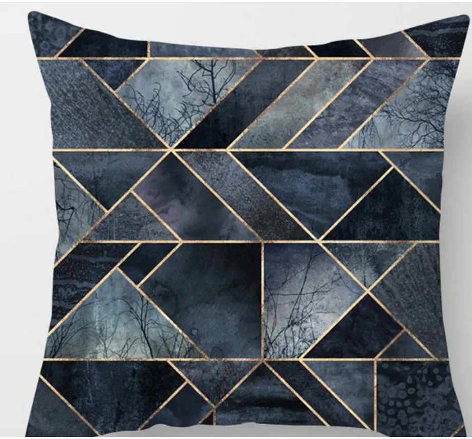 Geometric Pillow Covers Blue Plaid Stripes Print Pillowcase for Home Chair Sofa Decoration Pillowcases