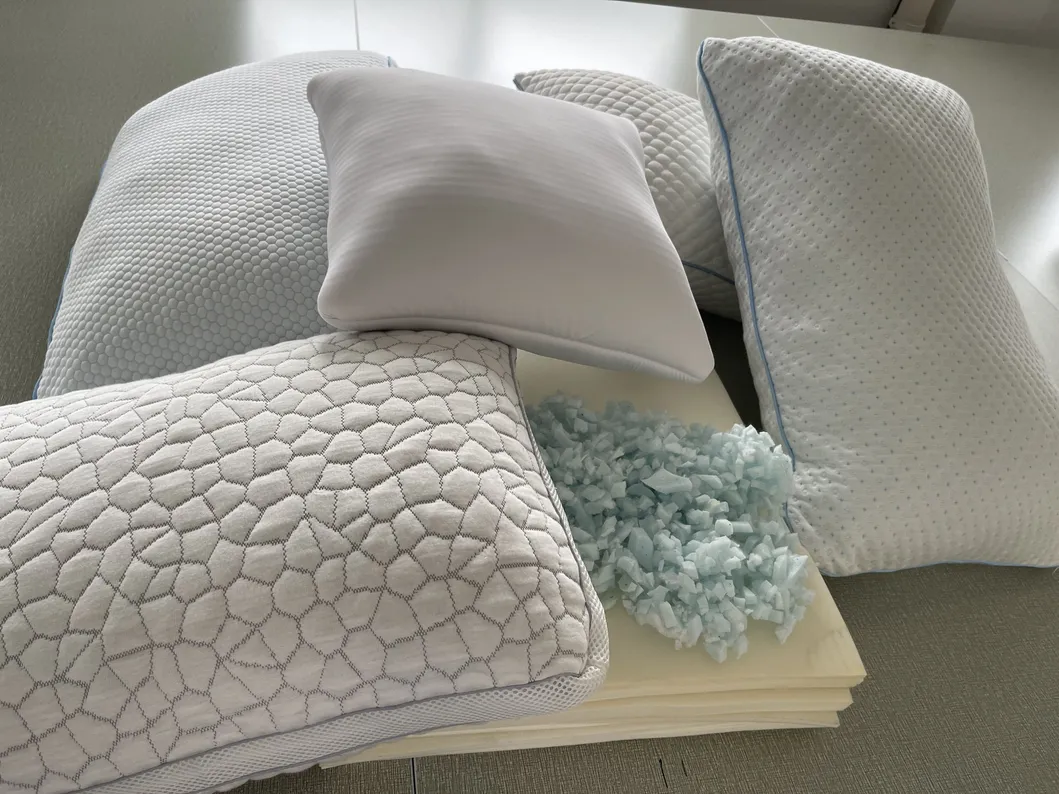Hilton Hotel Custom Shaped Ergonomic Gel Cooling Polyurethane Sleep Bed Neck Shredded Memory Foam Pillow
