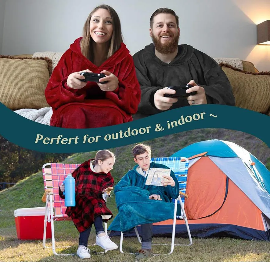 Hoodies Sweatshirt Blanket with Long Sleeves TV Blanket Hoody Hooded Flannel Wearable Blanket