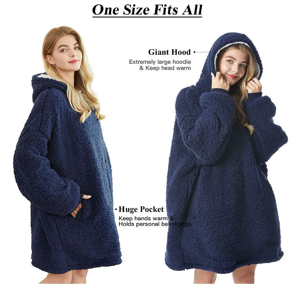 Hoodies Sweatshirt Blanket with Long Sleeves TV Blanket Hoody Hooded Flannel Wearable Blanket