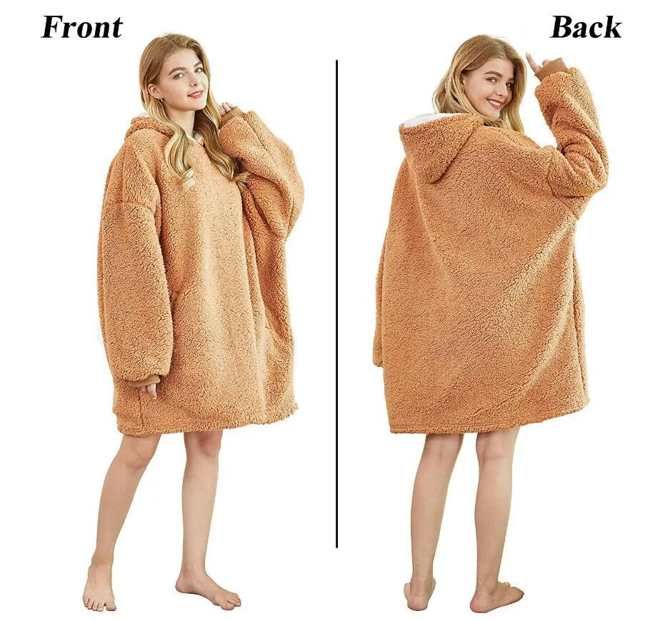 Hoodies Sweatshirt Blanket with Long Sleeves TV Blanket Hoody Hooded Flannel Wearable Blanket
