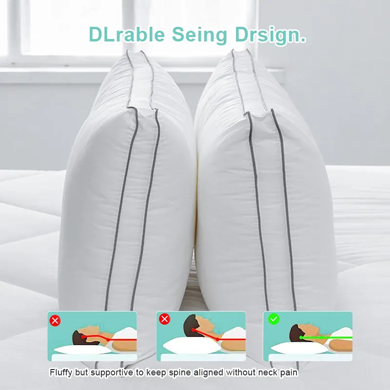 Hotel Linen Cotton Stuffer Hilton Pillow Ultra Soft Polyester Queen Size