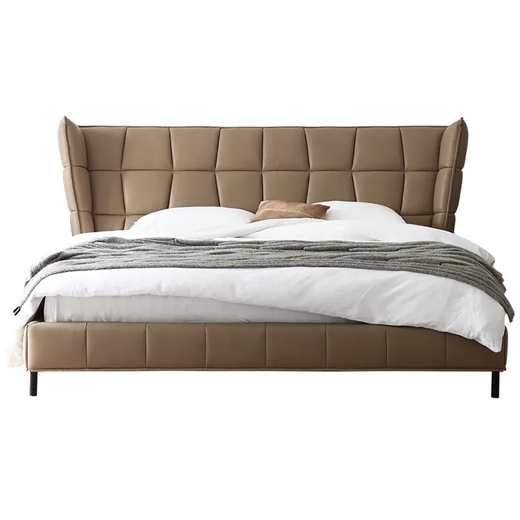 Hand-Stitched Italian Full-Grain Leather Bed