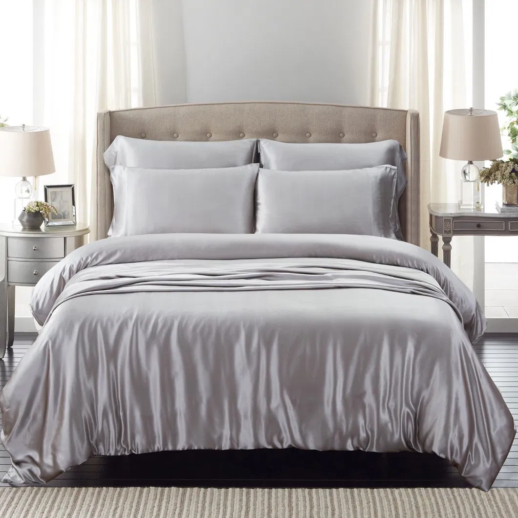 Luxury 4-Piece Satin/Sateen Silky Bed Sheet Set Bedding Collection, Summer Duvet Cover Sets