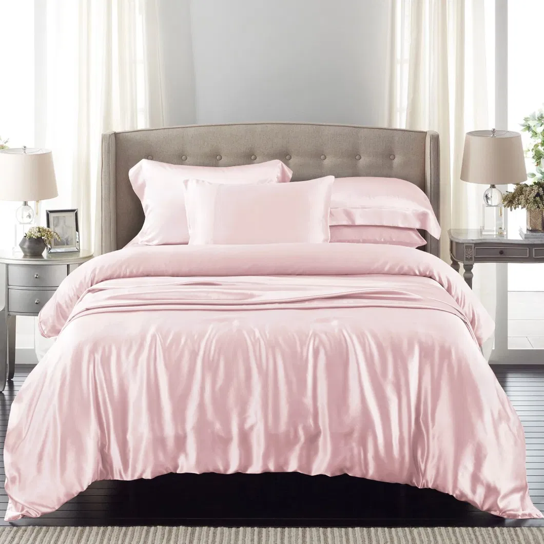 Luxury 4-Piece Satin/Sateen Silky Bed Sheet Set Bedding Collection, Summer Duvet Cover Sets