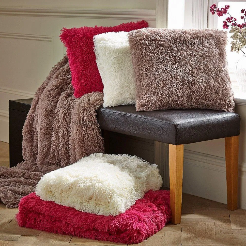 Luxury Cuddly Fur Sofa Bed Throw Blanket or Cushion Cover Shaggy Cuddly Soft Lounge Shaggy Carpet