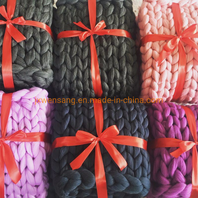 Merino Chunky Knit Wool Blanket Australian 100% Merino Wool Throw for Bedroom Home