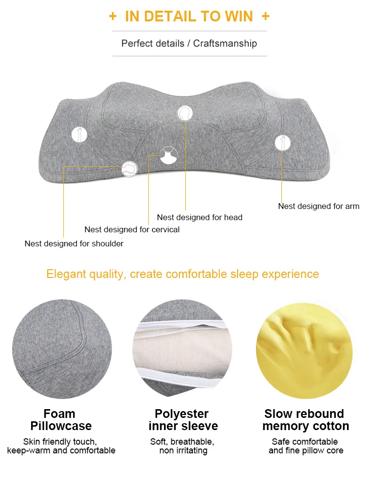 Multi Function Cervical Contour Memory Foam Pillow with Foldable Anti-Apnea