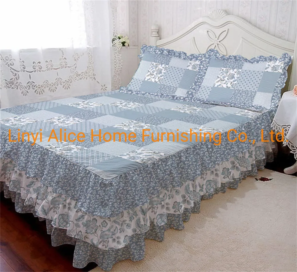 Printed Bedspread Bedspread Bed Linen One-Piece Cotton Mattress Cover Non-Slip Fixed Cotton Bedspread