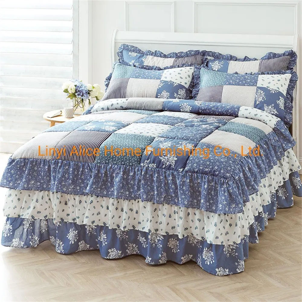 Printed Bedspread Bedspread Bed Linen One-Piece Cotton Mattress Cover Non-Slip Fixed Cotton Bedspread