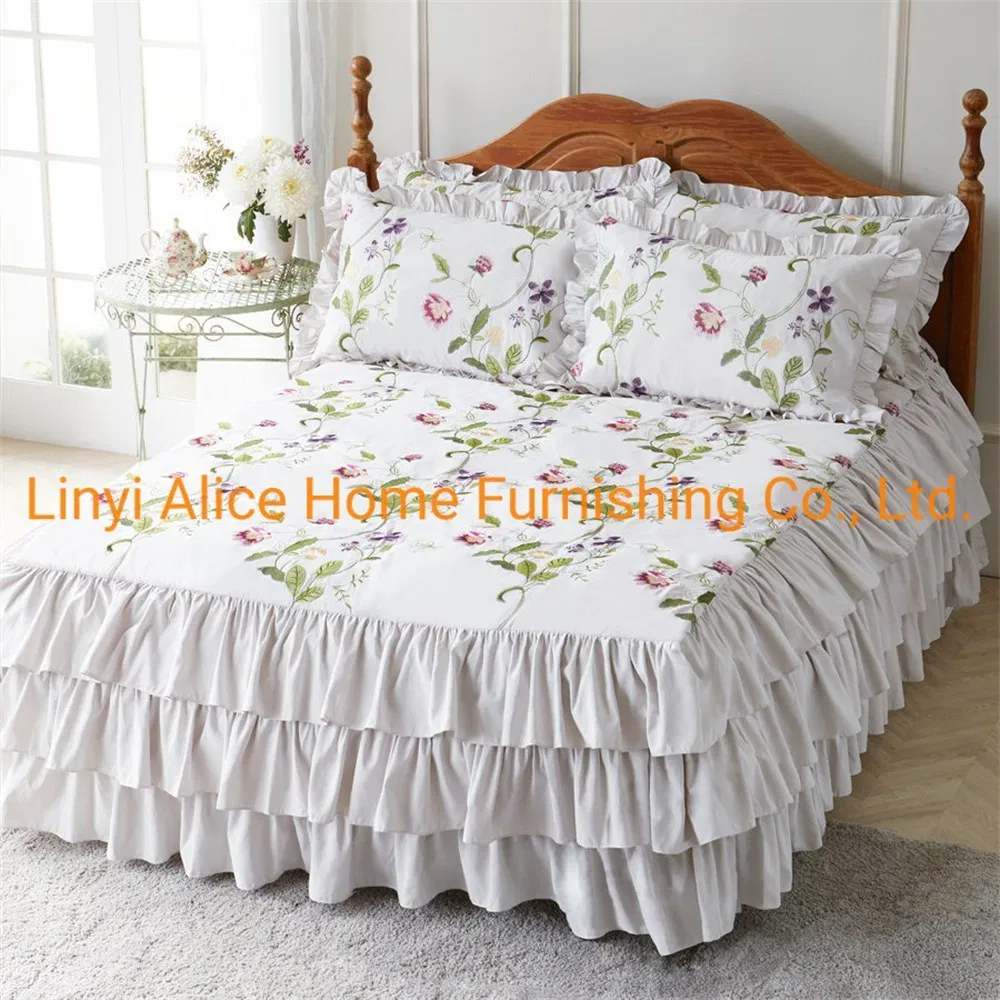 Printed Bedspread Bedspread Bed Linen One-Piece Cotton Mattress Cover Non-Slip Fixed Cotton Bedspread