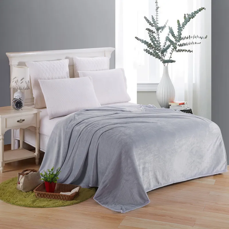 Super Soft Coral Fleece Blanket Solid Color Flannel Blanket