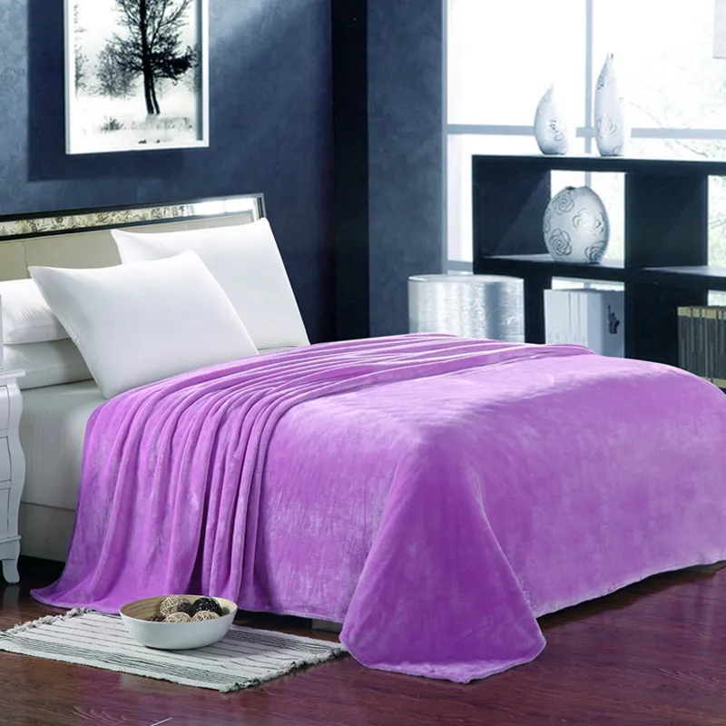 Super Soft Coral Fleece Blanket Solid Color Flannel Blanket
