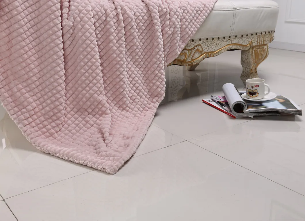 Waffle Fluffy Sherpa Velvet Blanket for Couch & Beds Reversible & All Seasons Pink