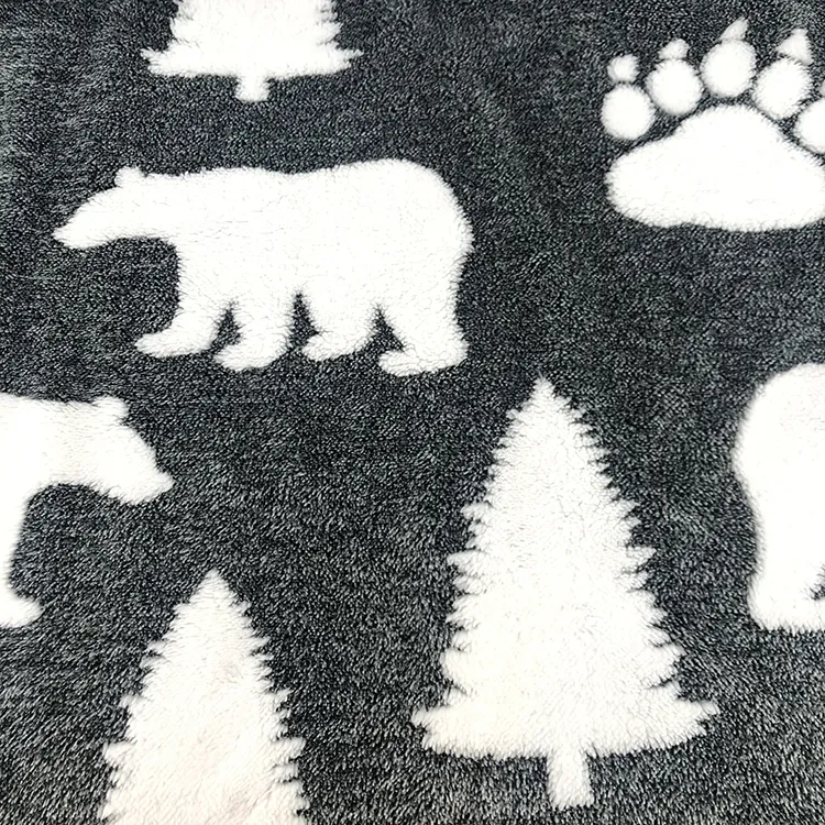 Warm and Comfortable Sofa Blanket of Bear Reversible Sherpa Melange Fluffy Fleece Blanket